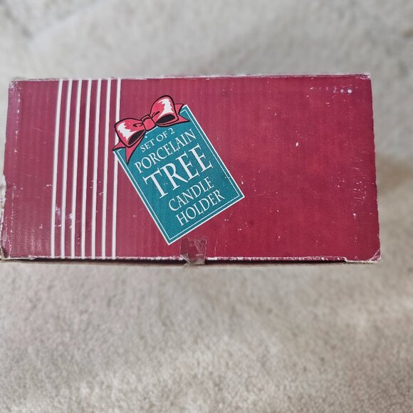 Gift Collection White Porcelain Christmas Tree Tealight Candle Holders, set of 2 - Picture 5 of 6